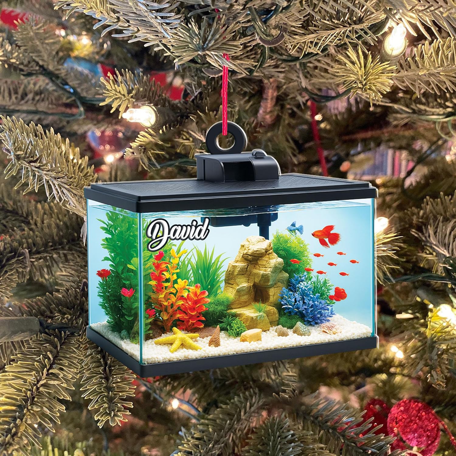 Personalized Aquarium Fish Tank Ornament, Fishes Christmas Ornament, Underwater Aquarium Ornament, Aquarium Decorations for Fish Tank, Gift for Ocean Lovers, Scuba Divers (FT3)