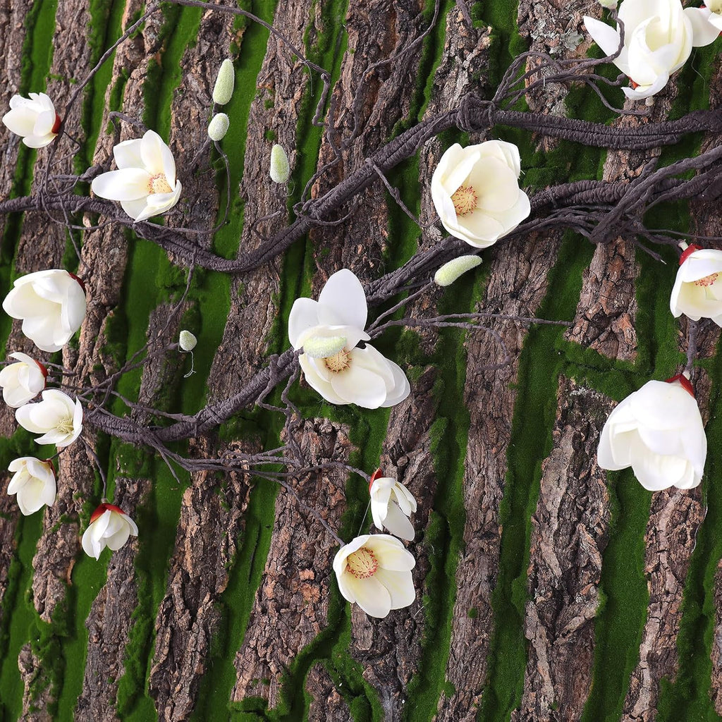 118 inch Artificial Magnolia Orchid Flowers Ivy Vines Garland Fake Tree Branches Trunk with Flores Wreath for Wedding Arch Wall Hanging Home Room Decoration (White)