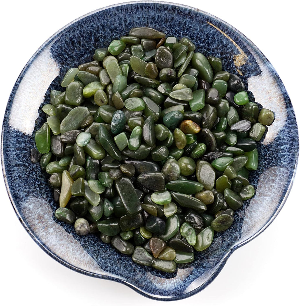 Cherry Tree Collection 1/2 Pound Polished Tumbled Gemstone Chips, Pebbles, Crystal Chips Bulk for Jewelry Making, Healing, Plants, Succulents, Aquariums, Decoration, Chakra (Nephrite Jade)