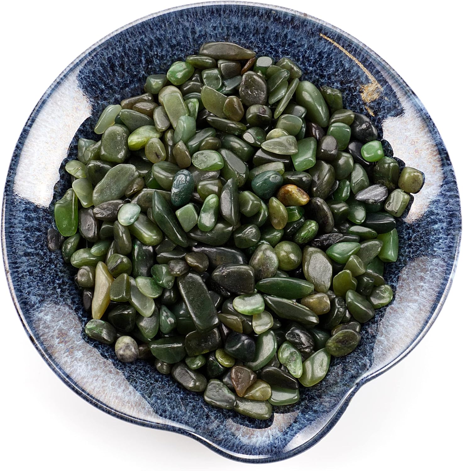 Cherry Tree Collection 1/2 Pound Polished Tumbled Gemstone Chips, Pebbles, Crystal Chips Bulk for Jewelry Making, Healing, Plants, Succulents, Aquariums, Decoration, Chakra (Nephrite Jade)