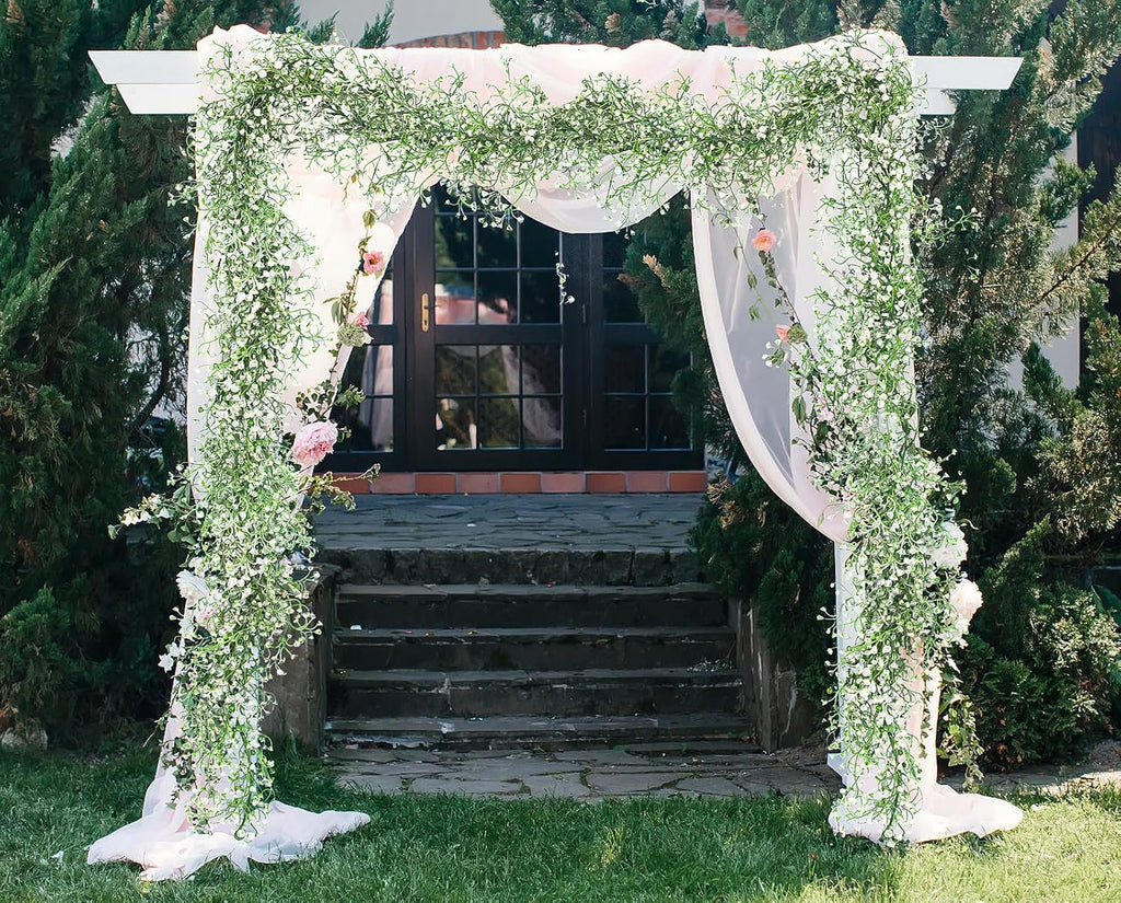 RECUTMS Artificial Hanging Plant 2Pcs 5.6Ft Fake Garland Plant Greenery Faux Ferns Leaves Ivy Garland for Home Indoor Outdoor Wedding Farmhouse Mantle Table Centerpiece Party Garden Decor(White)