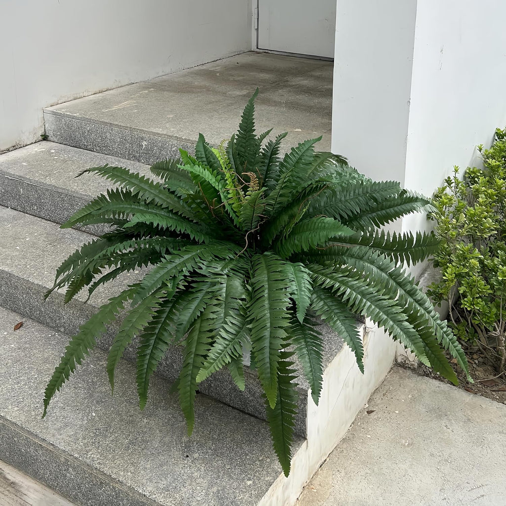 48" Artificial Ferns for Outdoors Large, 2 Packs Fake Ferns, Realistic & UV Resistant Faux Fern for Porch Windowsill Garden Planter Home Indoors Office Decor, Potted or Hanging (67 Leaves/Stem)