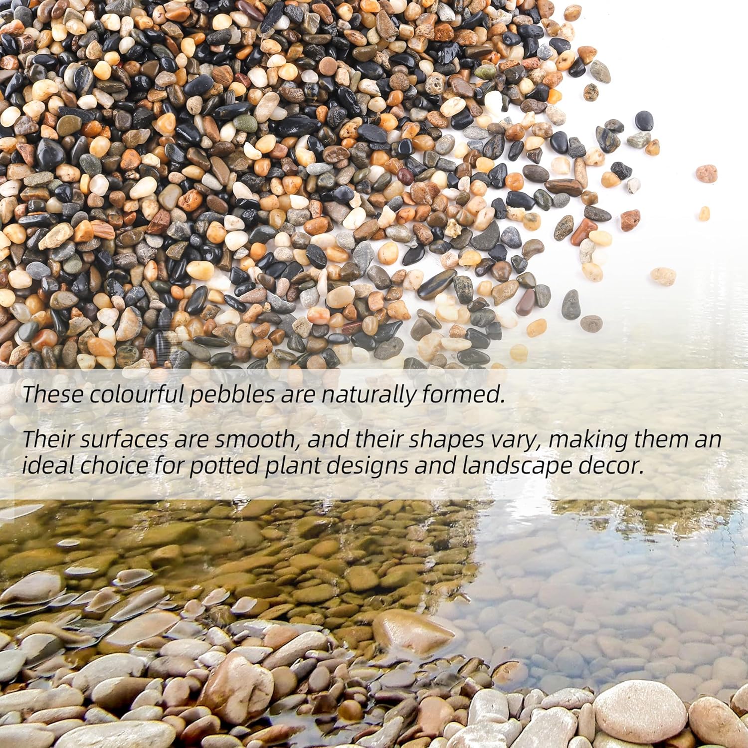7lb 1/4" Polished Pebbles for Plants Potting,Succulents Aquarium Fish Tank Vases-Decorative River Rocks Garden Gravel Stones
