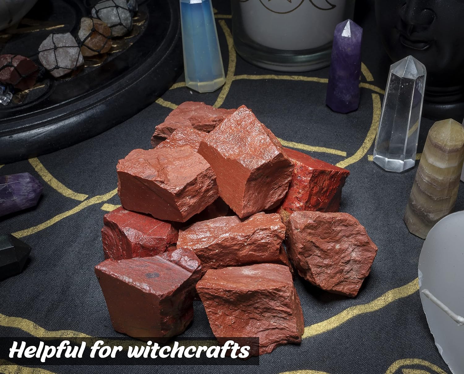 Crocon 1LB Red Jasper Bulk Raw Rough Rock Natural Gemstones Tumbling Cabbing for Chakra Stone Balancing Reiki Healing Good Luck Spiritual Home Office Decor