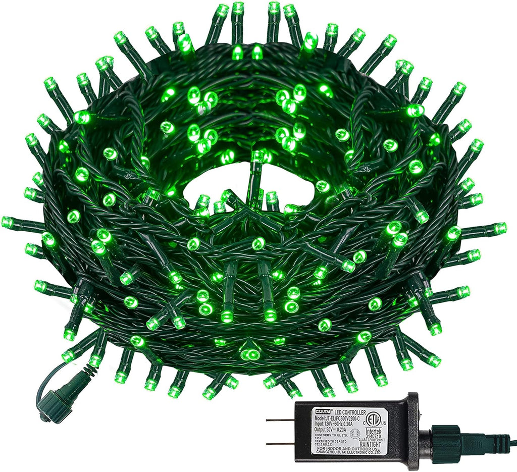 Dazzle Bright Green Christmas String Lights, 100 LED 33 FT Halloween Lights with 8 Modes, Waterproof Christmas Decorations for Indoor Outdoor Holiday Party Home Tree Decor