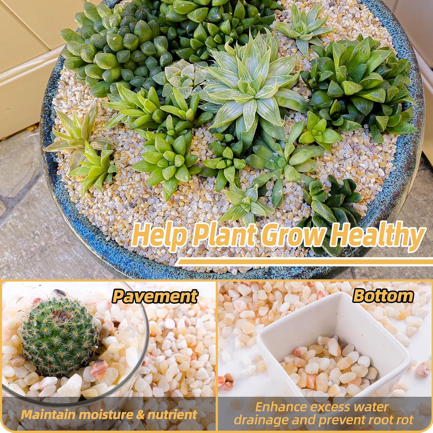 CJGQ 2.4lb Aquarium Gravel for Plants, 1/5Inch Outdoor Decorative River Rocks for Succulents and Cactus Landscaping, Garden Plant Rocks Natural Small Rocks Pea Gravel for Fish Tank Vases Terrarium