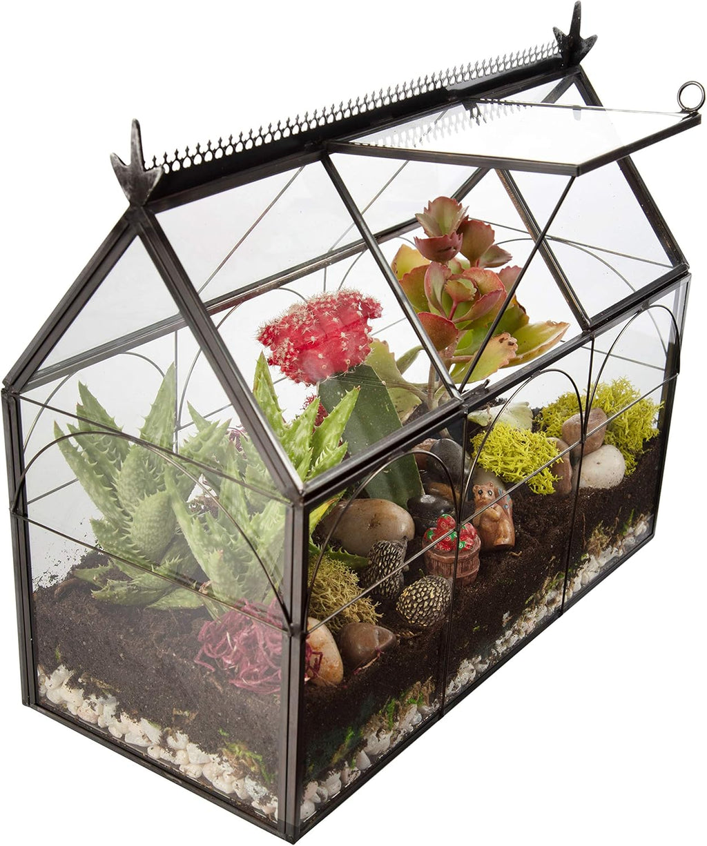 D'Eco Glass Greenhouse Centerpiece (10x4.5x9) - Tabletop Geometric Planter Terrarium - Fill with Succulents, Moss, Holiday Decorations, Mini Trees & Ornaments - Home Decor Xmas Gift for Plant Lovers