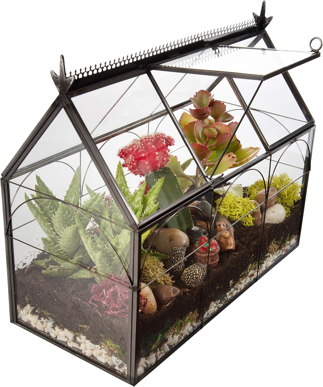 D'Eco Glass Greenhouse Centerpiece (10x4.5x9) - Tabletop Geometric Planter Terrarium - Fill with Succulents, Moss, Holiday Decorations, Mini Trees & Ornaments - Home Decor Xmas Gift for Plant Lovers
