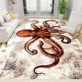 Octopus Area Rugs, 4x5ft, Vintage Ocean Octopus Print Indoor Throw Rug, Fade Resistant Durable No Crease Carpet, Rubber Backed Anti-Slip Printed Carpets for Bedside Dining Table