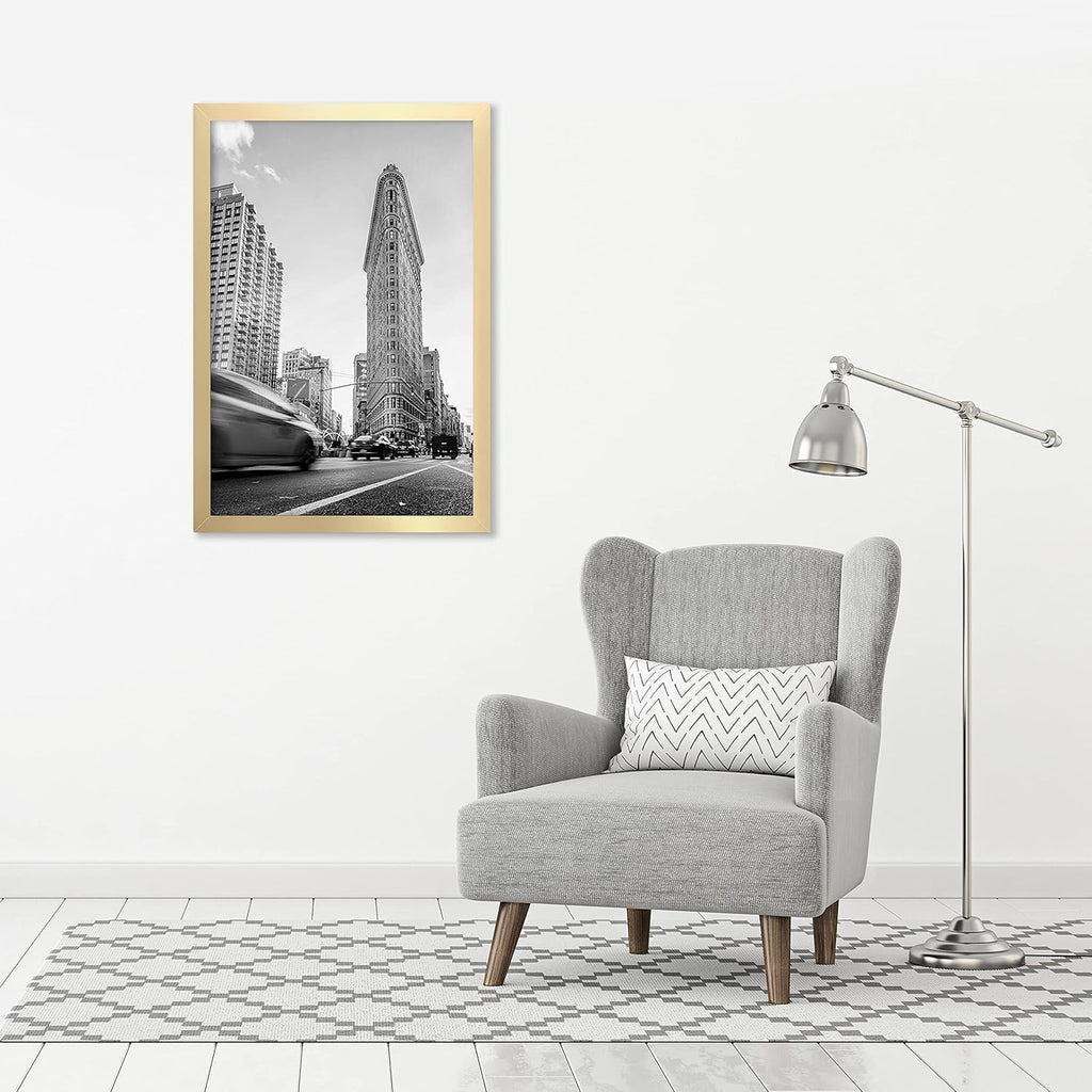 Americanflat 24x36 Poster Frame with Polished Plexiglass - Gold Picture Frame - Wide Photo Frames Made of Engineered Wood for Vertical or Horizontal Wall Display - Epic Collection - Gold