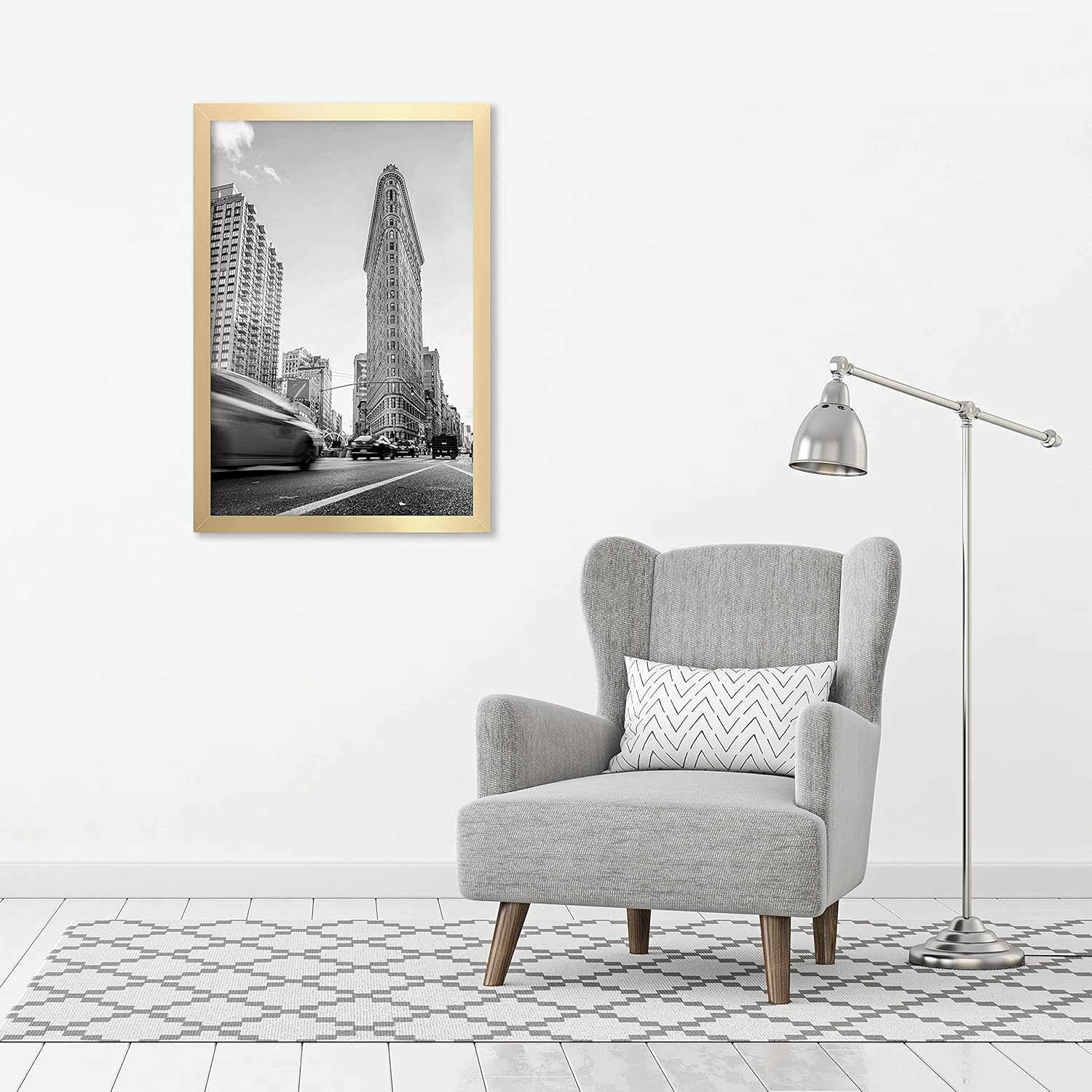 Americanflat 24x36 Poster Frame with Polished Plexiglass - Gold Picture Frame - Wide Photo Frames Made of Engineered Wood for Vertical or Horizontal Wall Display - Epic Collection - Gold