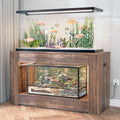 55–75 Gallon Aquarium Stand for Fish Tank & Turtle ,Reptile,Amphibian Terrariums, MDF Tabletop & Drawers, Reinforced Metal Frame, LED Lighting, Power Outlets (Rustic Brown)