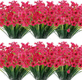 20 Bundles Artificial Flowers Outdoor UV Resistant Fake Flowers No Fade Faux Plastic Plants Garden Porch Window Box Decorating(Rose Red)…