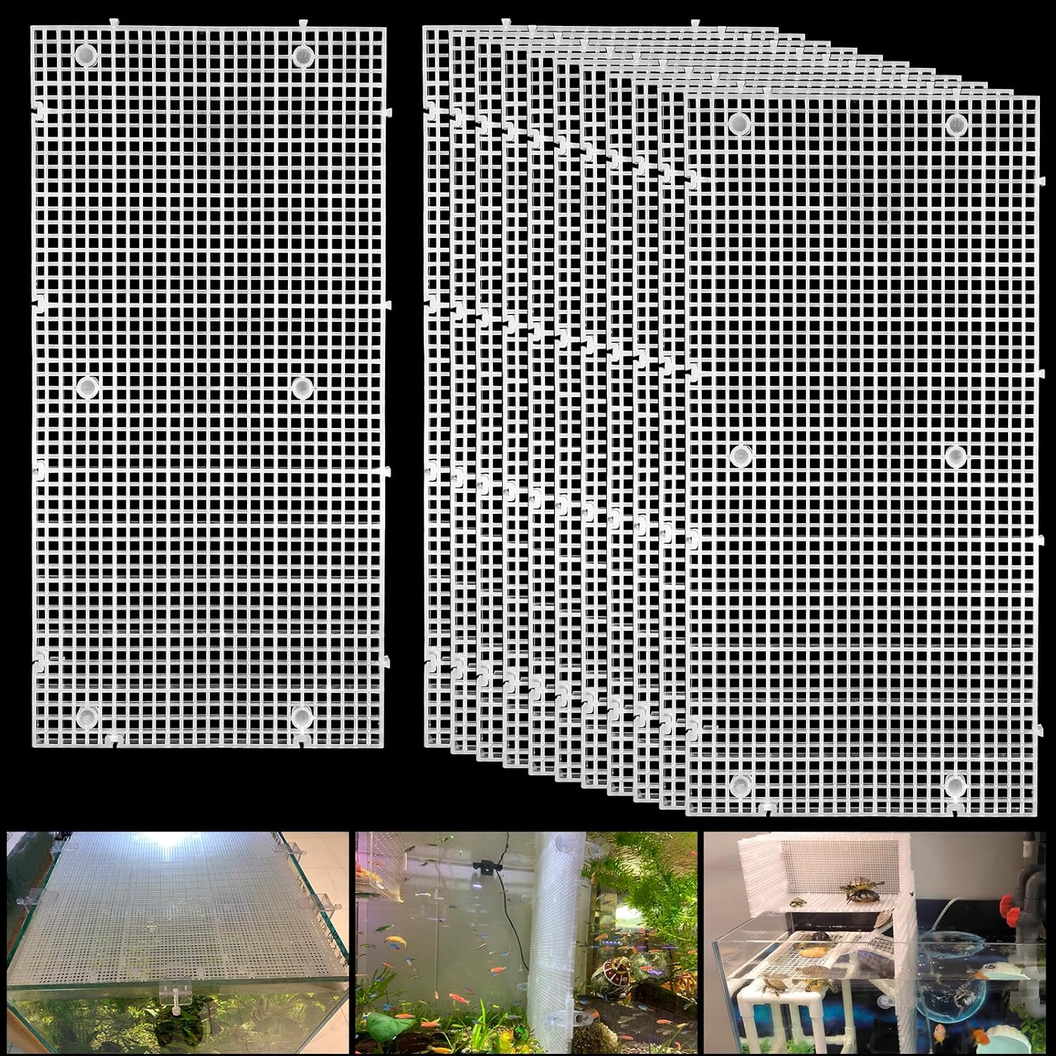 Plastic Egg Crate Grip Panel Fish Tank Divider Aquarium Divider Filter Bottom Fish Tank Isolation Board Egg Crate Tray (White, 12pcs 11.8X5.9 Inch with 0.15 Inch Hole)