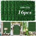 AOKIE 20"X20" Artificial Grass Wall, 16Pcs Boxwood Hedge Wall Panels UV-Anti Grass Backdrop Wall Decor, Greenery Privacy Hedge Screen for Indoor Outdoor Patio Balcony, Party Garden Fence Decor