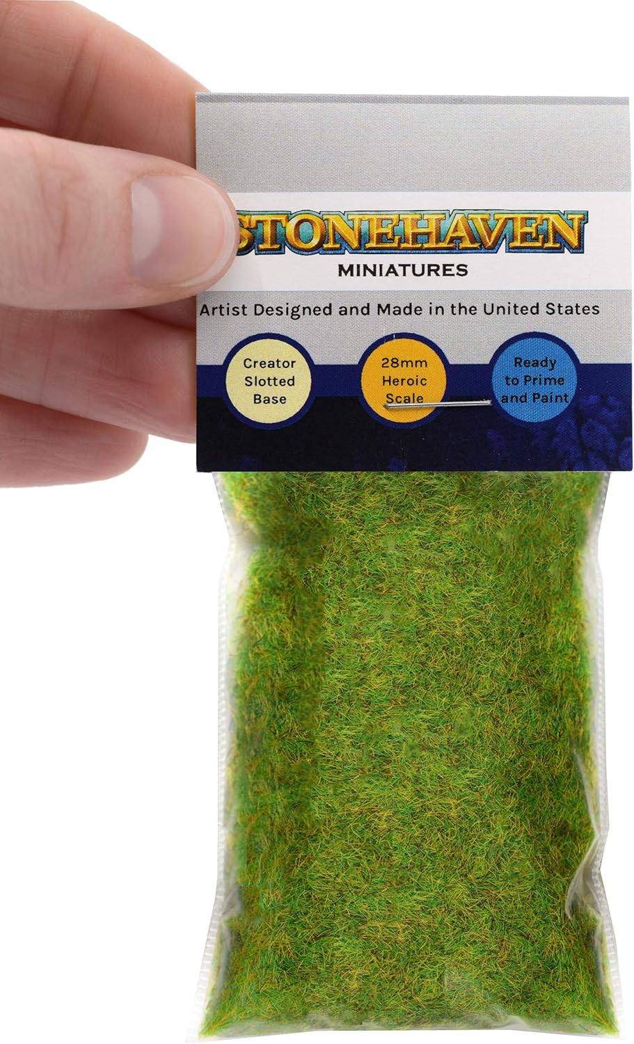 Static Grass, Bright Green - 2mm Length Fibers - Master Quality Base & Scenery Flock - Realistic Texture & Detail - for 28mm Scale Table Top War Game Miniatures - Made in USA
