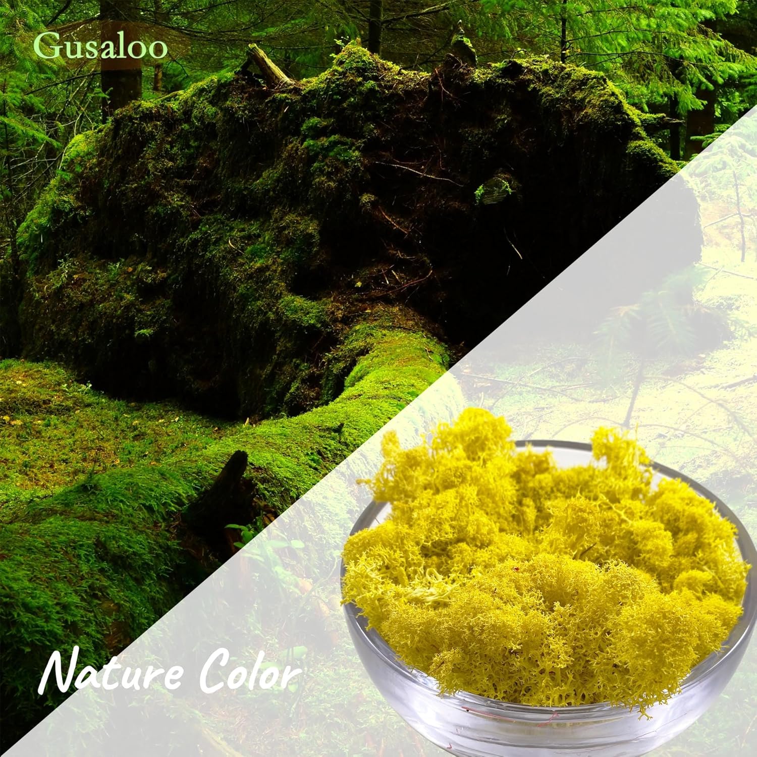 Moss Preserved Moss for Potted Plants Natural Fresh Green Reindeer Moss for Craft Arts Floral Wall Decor Decor Wedding Centerpieces Garden Artificial Terrariums Decoration for Christmas(Yellow) 3.52OZ