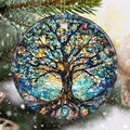 Stained Ceramic Tree of Life Ornament - Christmas Decorations and Holiday Present Ideas - Tree of Life Decor for Office, Room, Home