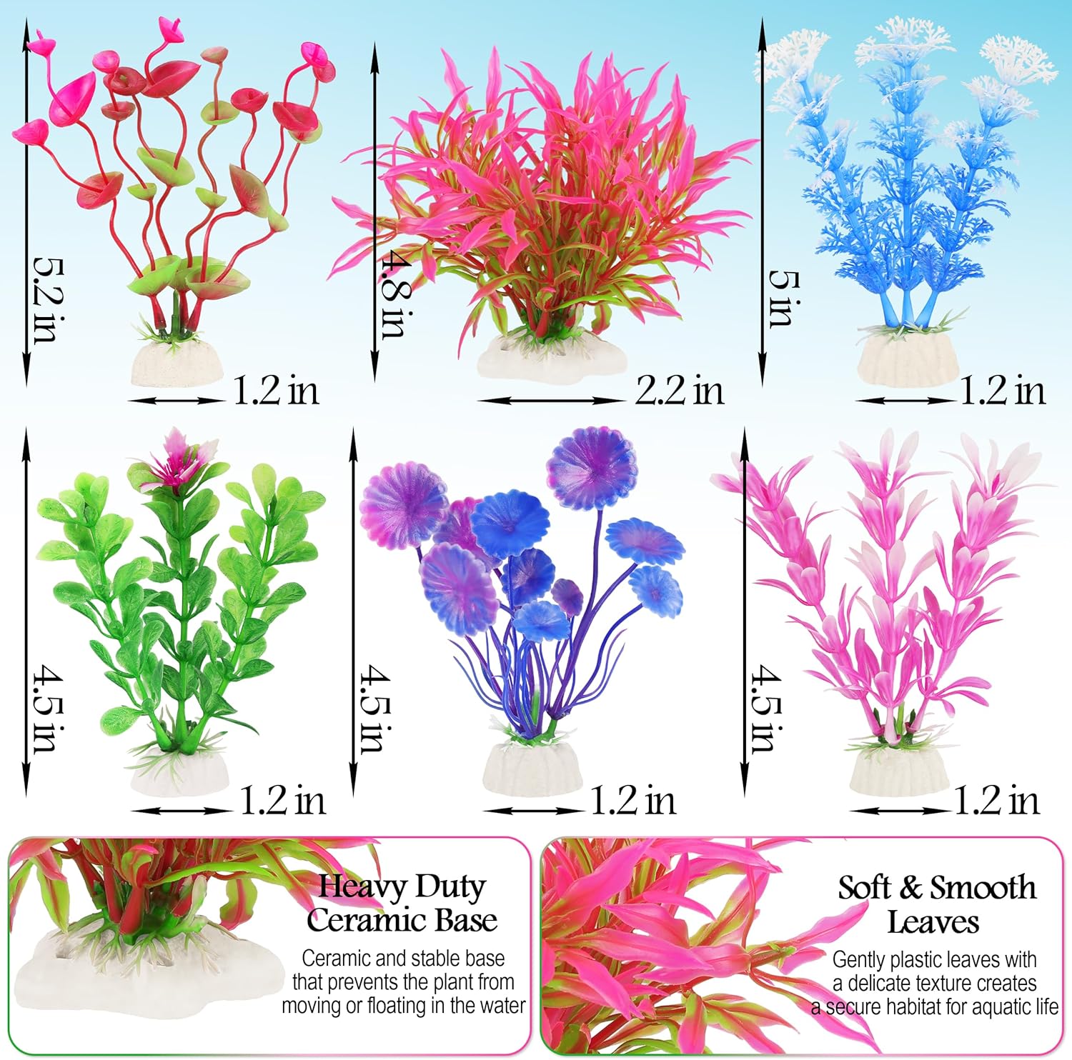 MyLifeUNIT Fish Tank Plants, 7 Pieces Colorful Aquarium Plants and Coral Reef Set for Fish Tank Decoration, Mountain Cave Ornament for Betta, Goldfish to Breed, Play and Rest