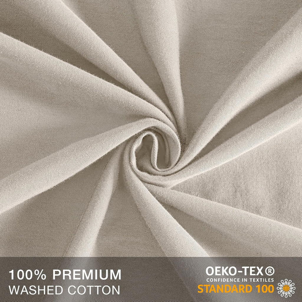 JELLYMONI Pillowcases Standard Set of 2 Cotton Envelope Pillow Covers Light Khaki 20×26in Bed Pillow Cases 100% Washed Cotton Soft Breathable (Pillows are not Included)