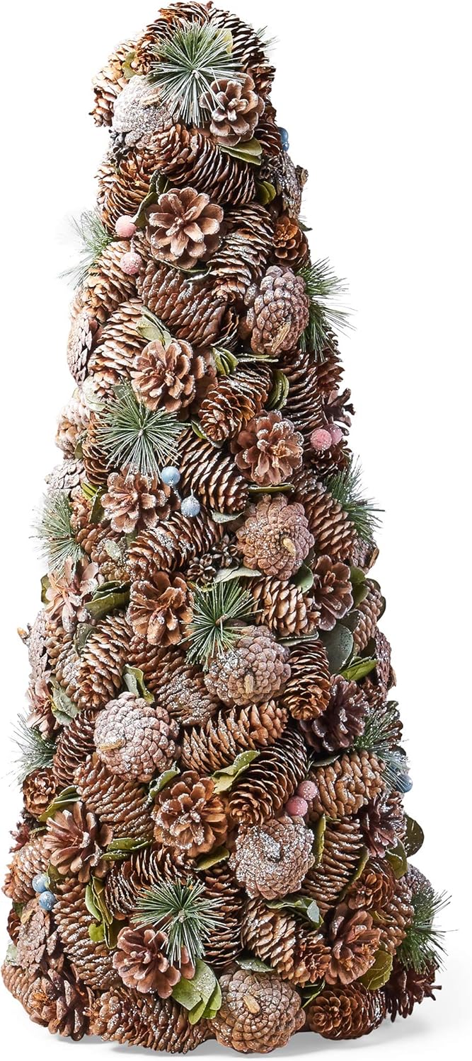 Christopher Knight Home Tabletop Christmas Tree, Natural + White + Glitter