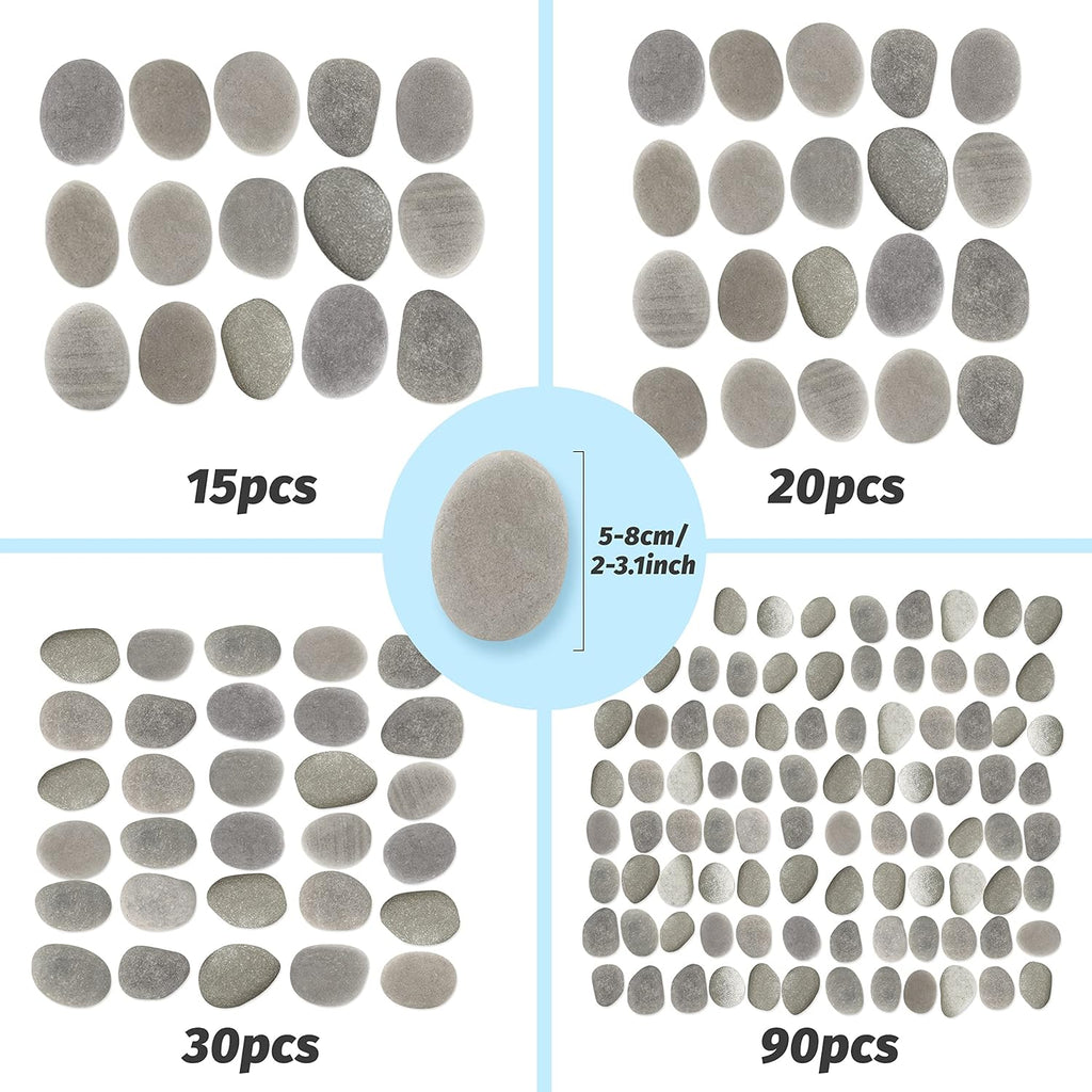 DALTACK 20 Pcs Large Rocks for Painting, Natural River Rocks, Flat River Rocks, 2-3 Inches Stones for Arts & Crafting