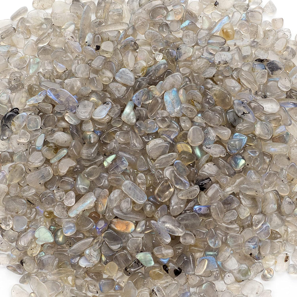 Cherry Tree Collection 1/2 Pound Polished Tumbled Gemstone Chips, Pebbles, Crystal Chips Bulk for Jewelry Making, Healing, Plants, Succulents, Aquariums, Decoration, Chakra (Labradorite)