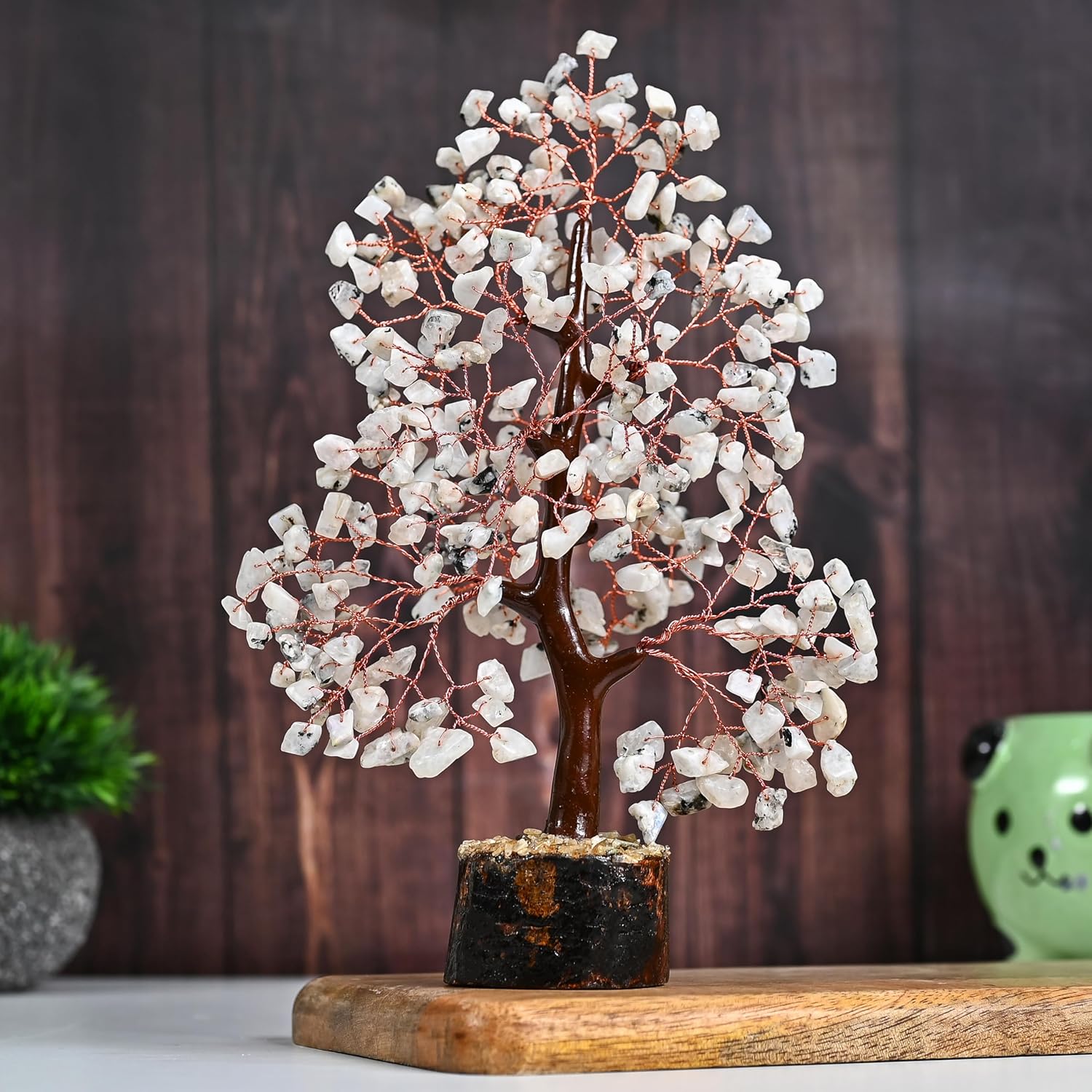 Rainbow Moonstone Chakra Tree of Life Crystal Gemstone Tree Positive Energy Feng Shui Healing Crystal Decoration Artificial Tree Gem Spiritual Gifts for Women House Warming Present for Her & Him