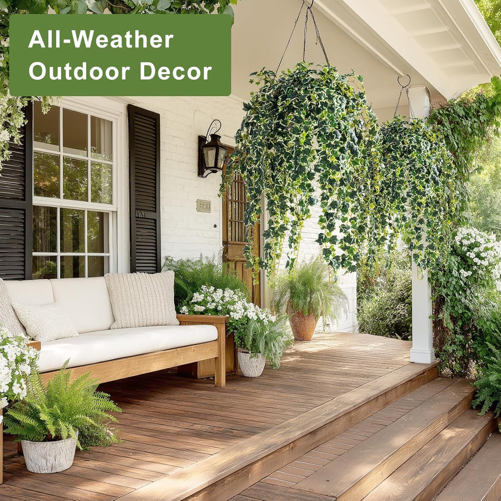 2PCS Fake Plants Decor,Artificial Morning Glory for Home Decor Indoor,Fake Ivy Plants Realistic Faux Plants Indoor for Home Living Room Bedroom Office Decoration