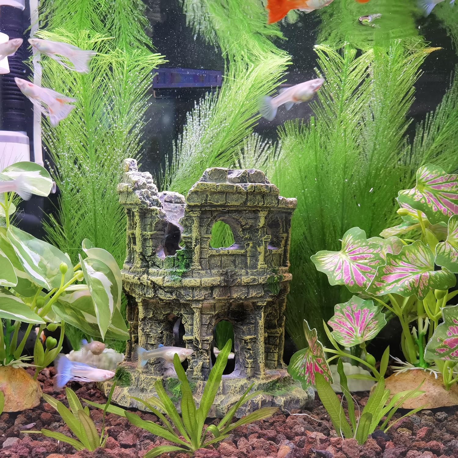 M2cbridge Fish Tank Artificial Silk Green Water Plants Aquarium Decor Soft Grass 3 Pack,8"