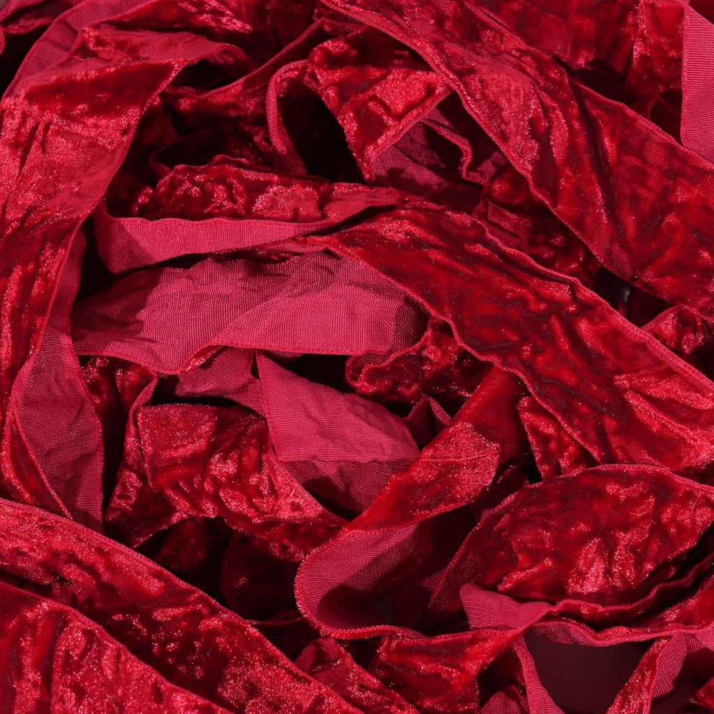 MAYREEL 1 Inch Red Crushed Velvet Ribbon Crimson Vintage for Flower Bouquets Wedding Invitations Crafts Gift Wrapping Party Favor Boxes 10 Yards