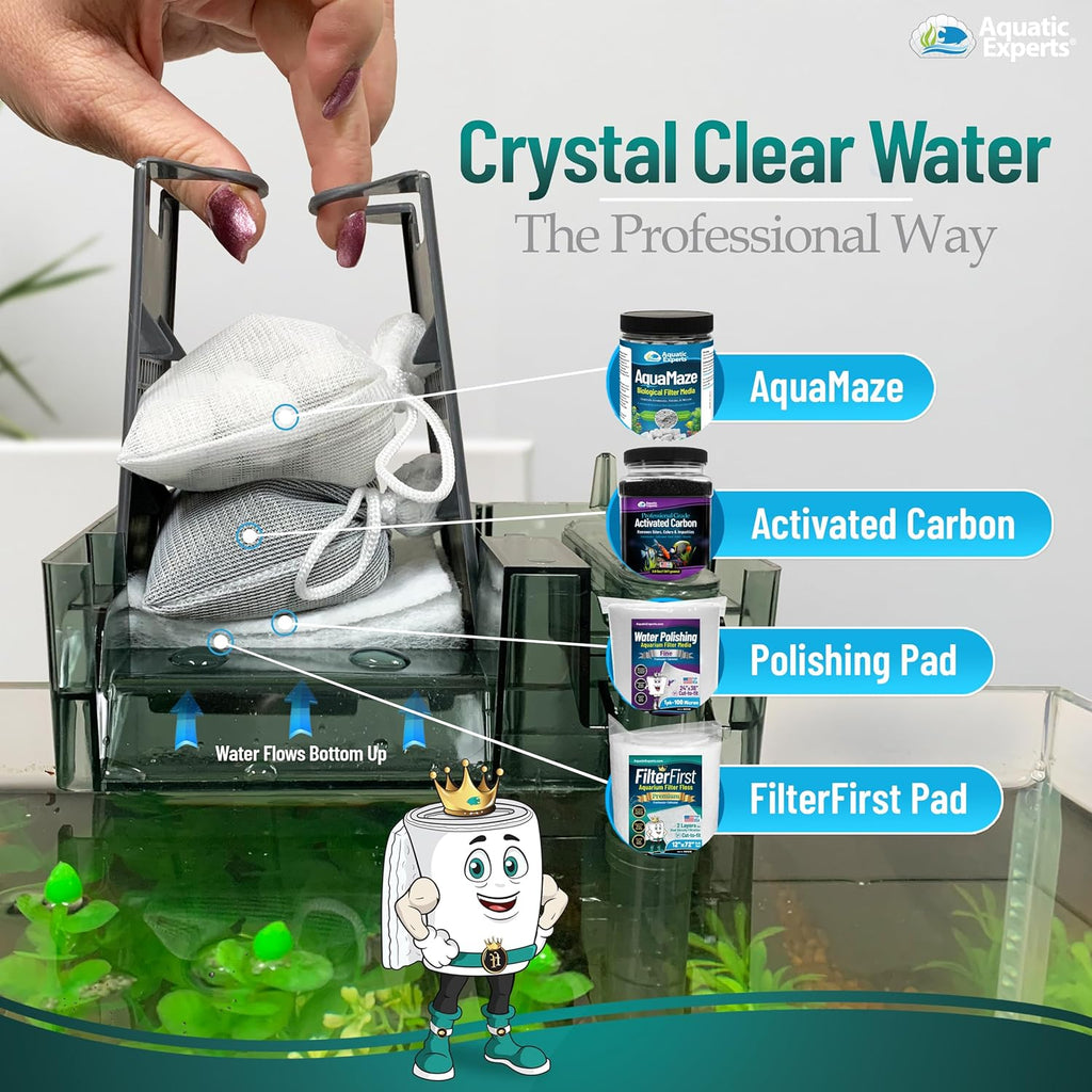 Aquatic Experts Aquarium Filter Floss for Fish Tank Filters - FilterFirst Aquarium Filter Pad - Media Roll for Crystal Clear Water, 12" x 12' x ¾ to ½ Thick