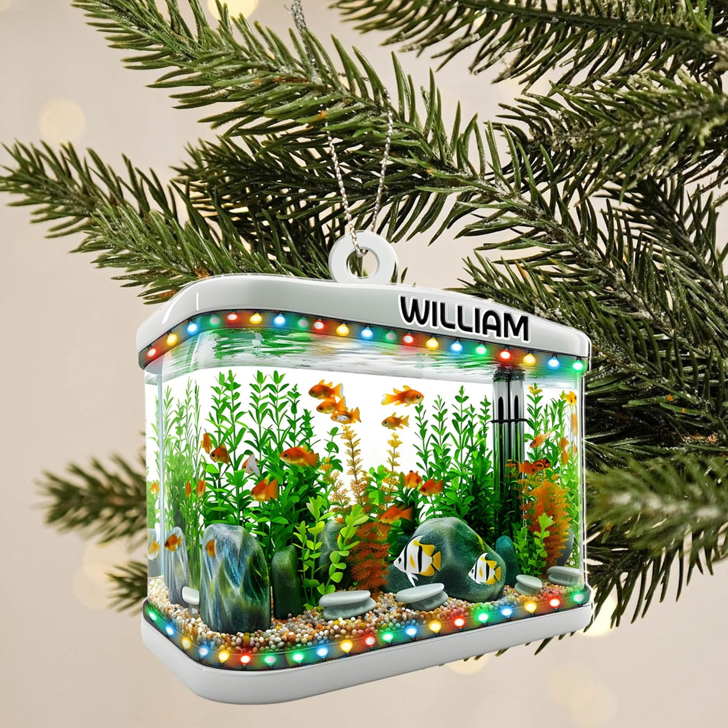 Personalized Aquarium Fish Tank Ornament, Fishes Christmas Ornament, Underwater Aquarium Ornament, Aquarium Decorations for Fish Tank, Gift for Ocean Lovers, Scuba Divers (FT7)