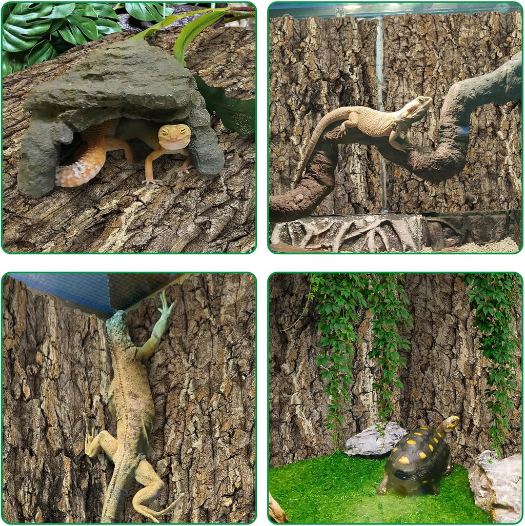 kathson 2PCS Cork Tile Background Bark 11.8”Lx7.9”W Terrarium Backdrop Wall Decor Natural Reptile Climbing Mat Habitat Decor for Spider Gecko Lizard Chameleon Bearded Dragon Turtle Snake