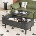 Fluted Lift Top Coffee Table with Storage, Mid Century Modern Coffee Table for Living Room, Home Small Space,39.4" Fluted Center Table (Rectangle-Black, 39.4inch)