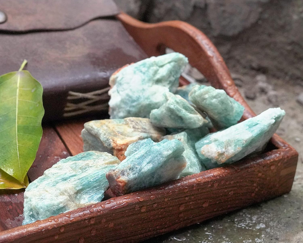 Crocon 1/4 LB Aquamarine Rough Bulk Natural Stone Raw Gemstone Tumbling Cabbing PolishingMining Chakra Balancing Reiki Healing Good Luck Home Office Decor