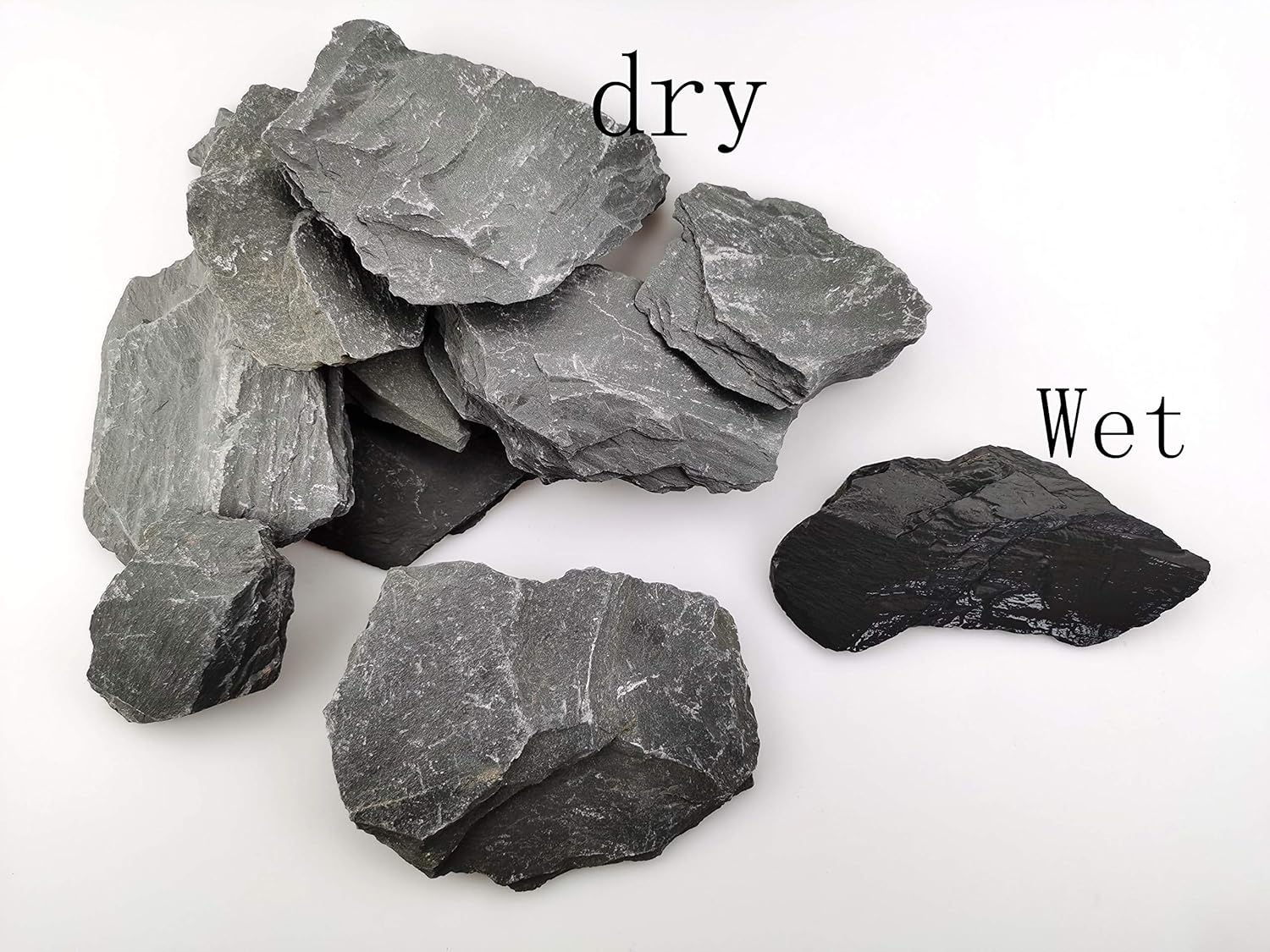 Voulosimi Natural Slate Rocks PH Neutral Stone Perfect Rocks for Aquariums, Landscaping Model,Tank Decoration,Amphibian Enclosures (12 LB, 5-7 inch)