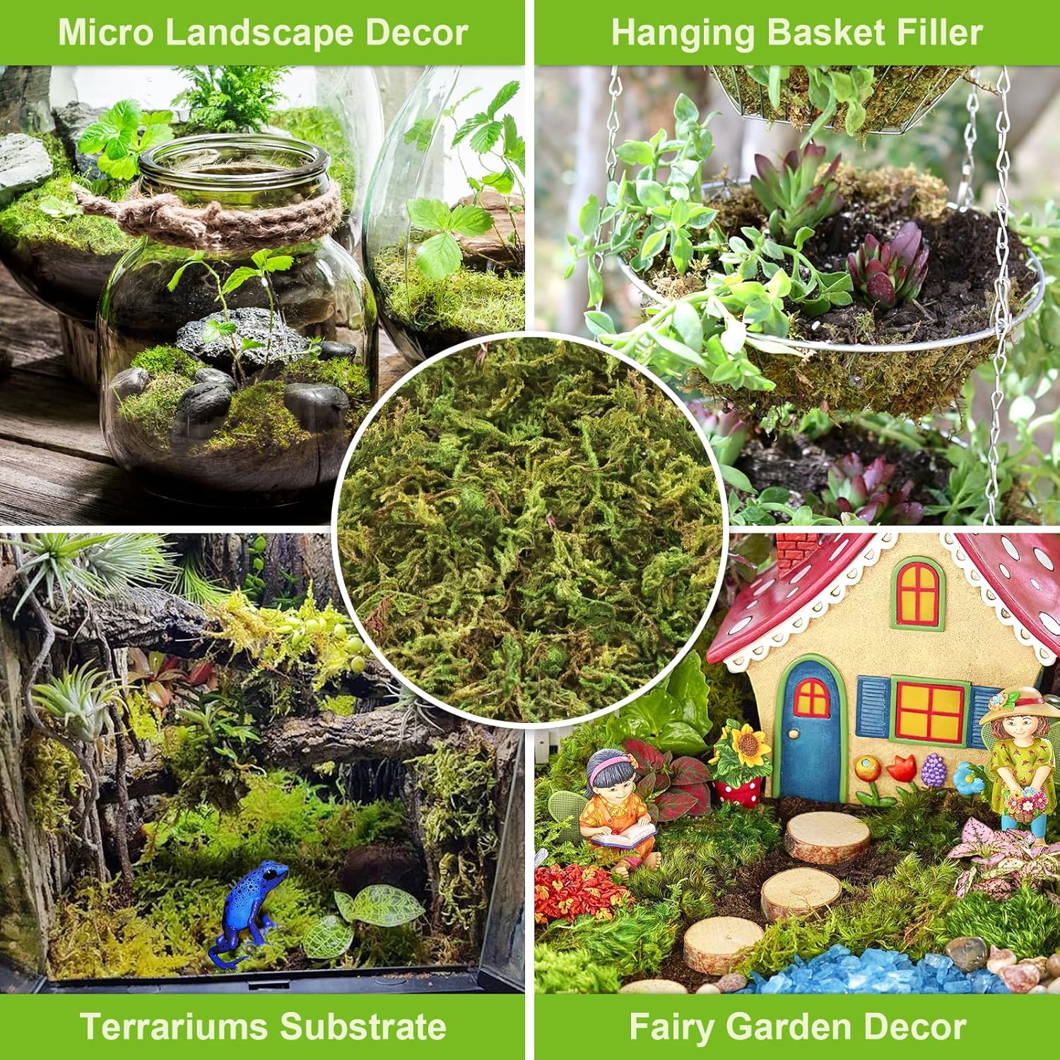 Legigo 1.3LBS Premium Forest Moss for Plants, 25 QT Natural Green Sphagnum Moss for Potted Plants, Dried Orchid Moss Potting Mix, Soft Real Moss Decorative for Houseplants Orchids Succulents Reptiles