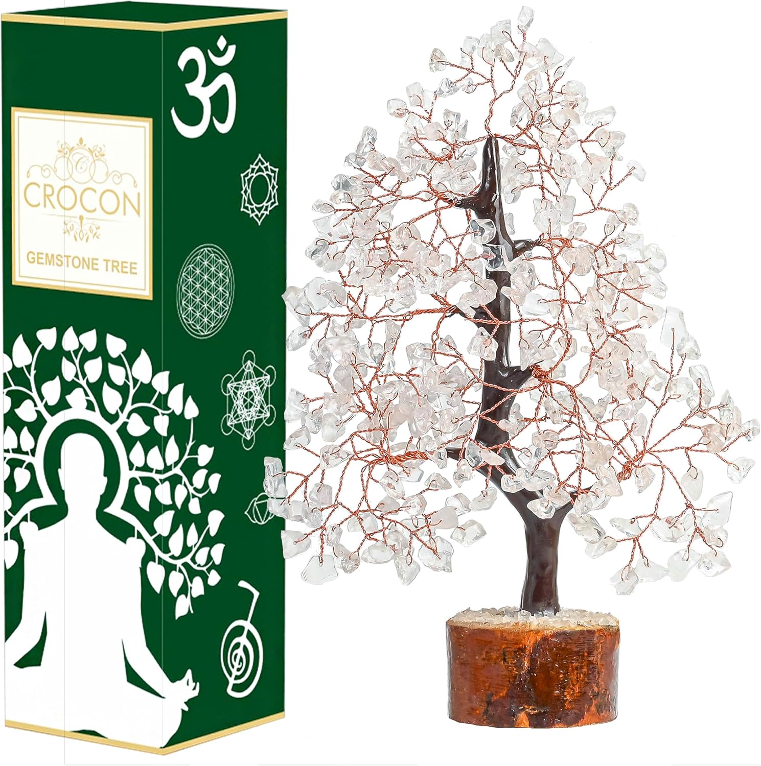 Clear Quartz Gemstone Tree of Life Feng Shui & Chakra Decor - Crystal Money Tree Bonsai for Positive Energy & Healing - Home Decor & Good Luck Spiritual Gift