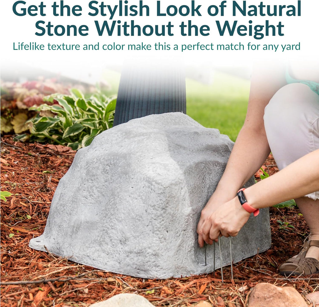 Sunnydaze 14” H Polyresin Faux Landscape Rock Cover - Lightweight Fake Rock Well Pump Cover for Outside - Gray