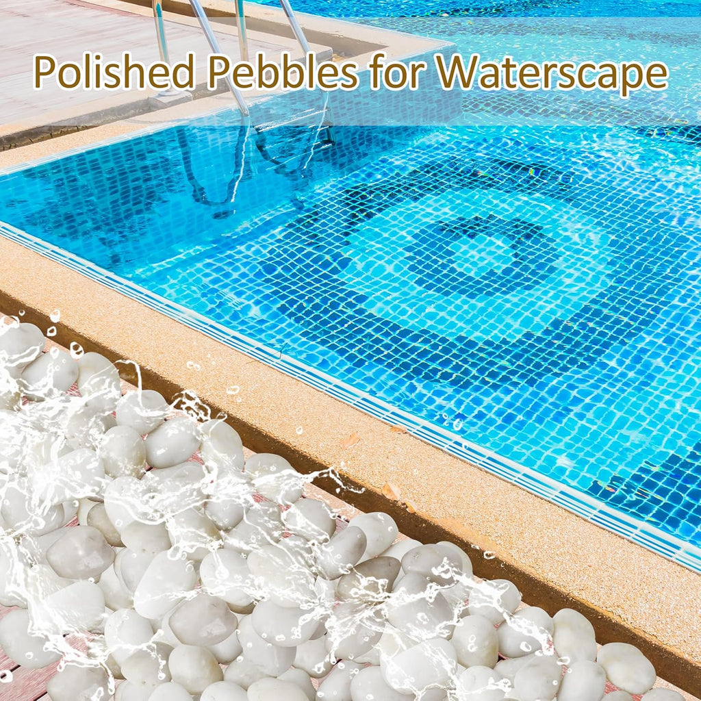 Sunnyglade 18 LBS White River Rocks, 2-3 Inch Natural Pebbles for Indoor Plants, High Polished Decorative Stones Vase Filler Fish Tank Aquariums Landscaping Garden Outdoor and Indoor DIY (18 Pounds)