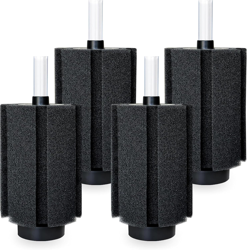 125-150 Gal Extra Large Aquarium Sponge Filter with Air Stone and Ceramic Media, 4 Pack Quiet Fish Tank Sponge Filter for Breeding Fry Betta Shrimp Fish Tank