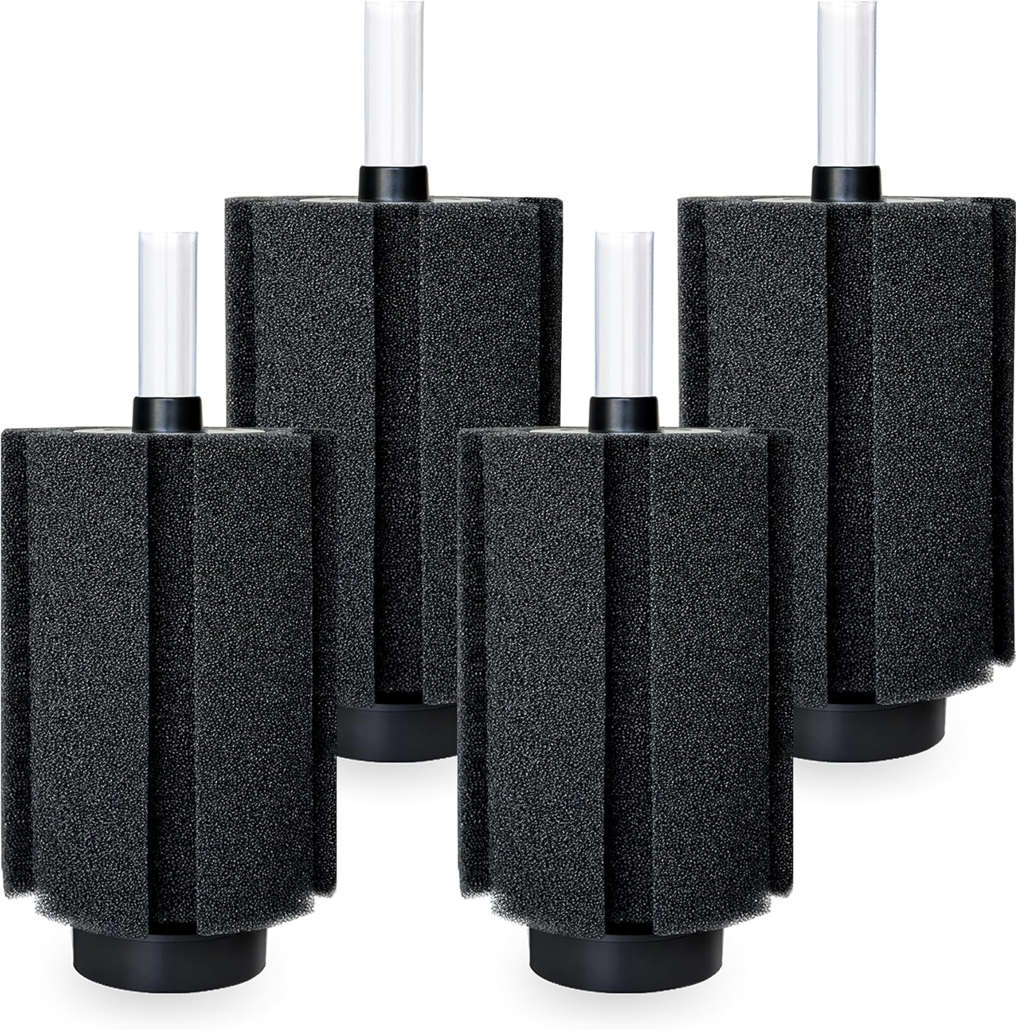 125-150 Gal Extra Large Aquarium Sponge Filter with Air Stone and Ceramic Media, 4 Pack Quiet Fish Tank Sponge Filter for Breeding Fry Betta Shrimp Fish Tank