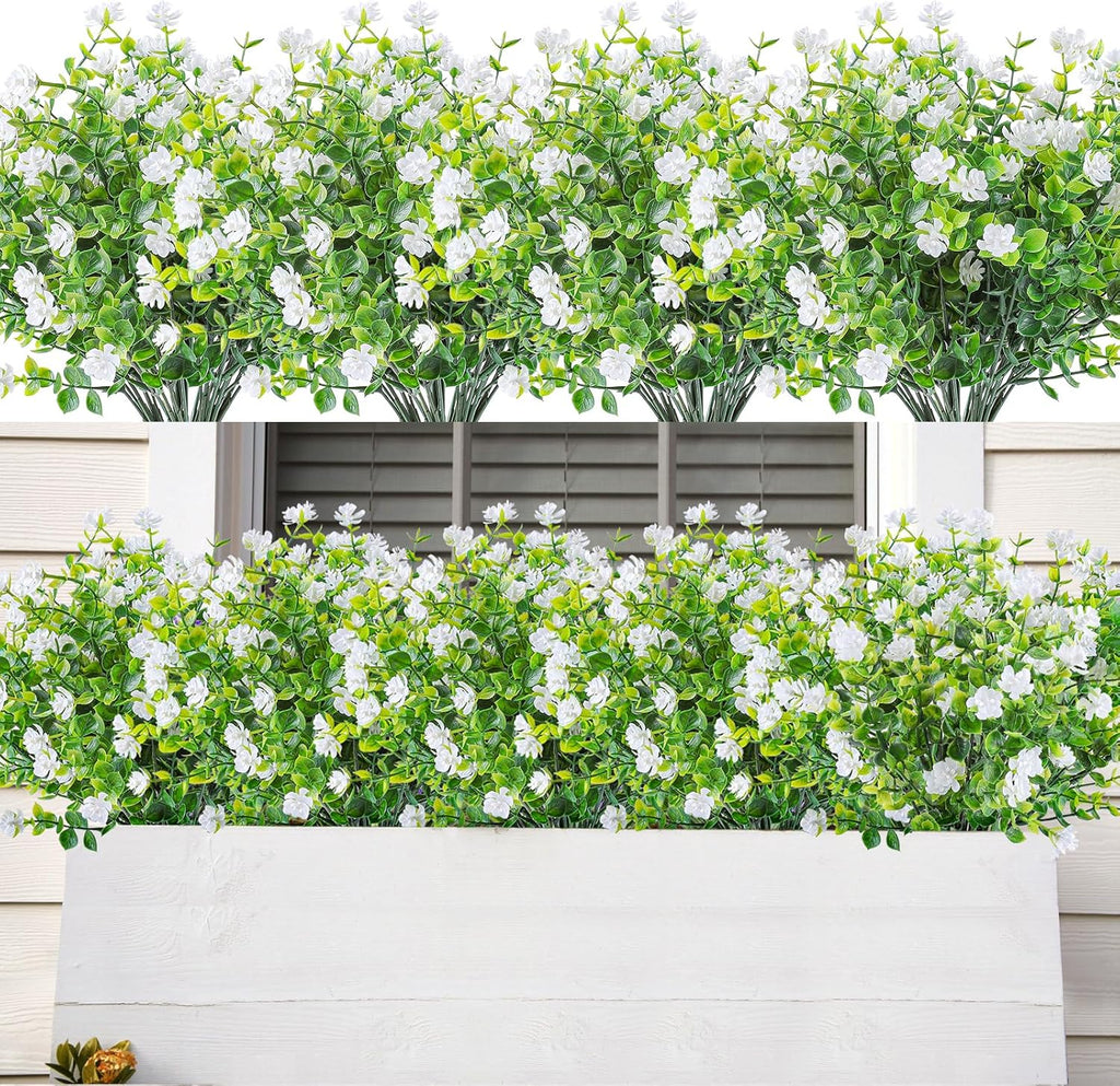 AmyHomie 20 Bundles Artificial Flowers for Outdoor Outside Spring Summer Decoration UV Resistant Faux Flowers No Fade Fake Plastic Plants Garden Porch Window Box Decorating