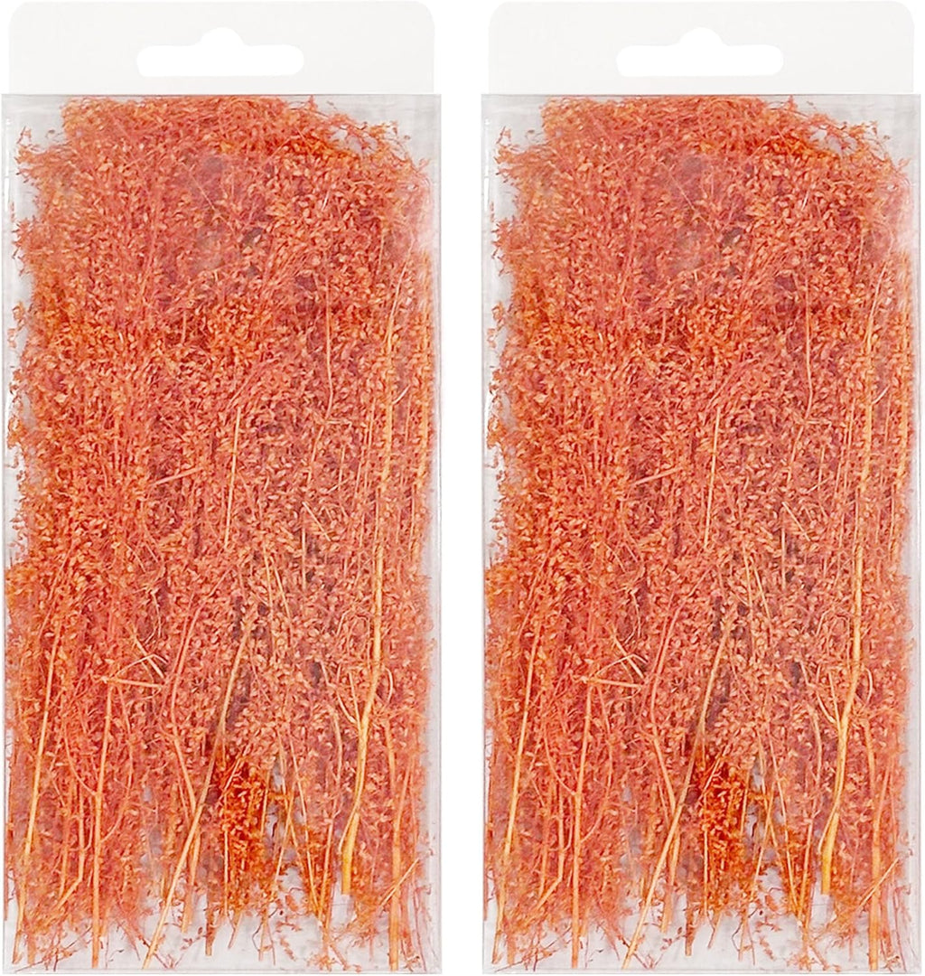 Woohome Static Grass Tuft Long Shrub Vegetation Groups Miniature Shrubs Model Bushes for DIY Model Train Landscape Railroad Scenery, Tangerine Yellow
