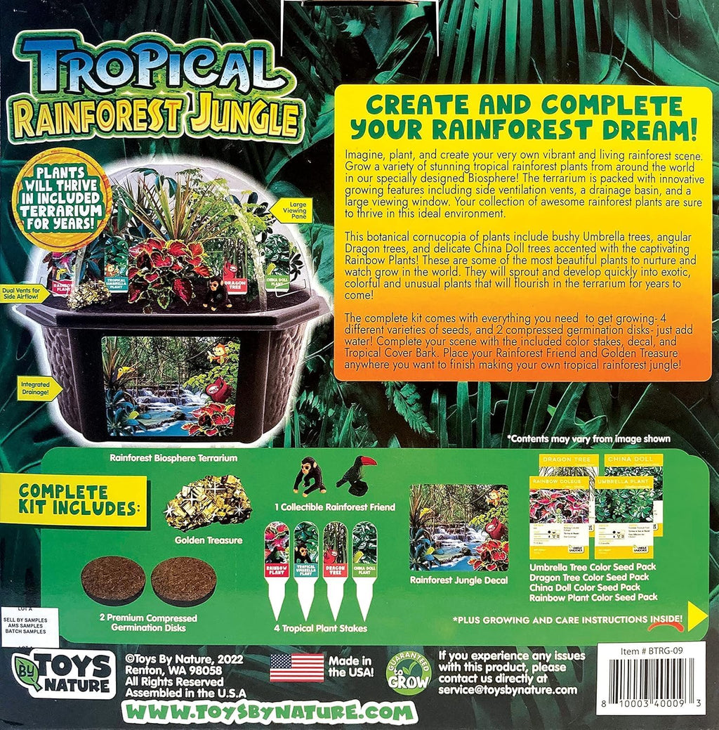 Toys by Biosphere Terrarium Starter Kit with Complete Supplies to Create Your Own Jungle! Indoor Plants for Home Displays and Gardens (Tropical Rainforest Jungle)