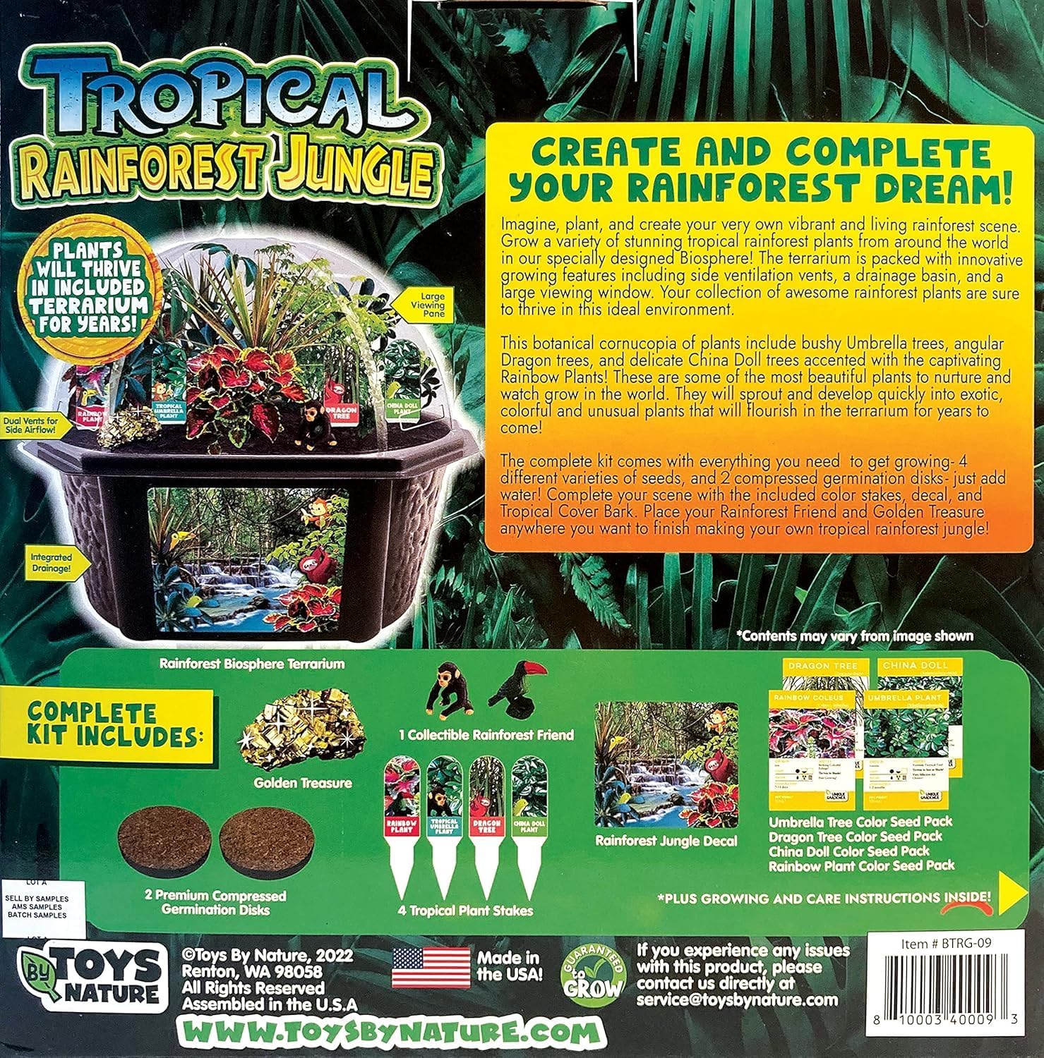Toys by Biosphere Terrarium Starter Kit with Complete Supplies to Create Your Own Jungle! Indoor Plants for Home Displays and Gardens (Tropical Rainforest Jungle)
