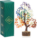 Crocon Natural Trunk 7 Chakra Healing Crystal Tree of Life Gemstone Tree for Good Luck, Positive Energy, Reiki Healing, and Home Office Room Decor Unique Gift for Women Mom & Sister for Birthday
