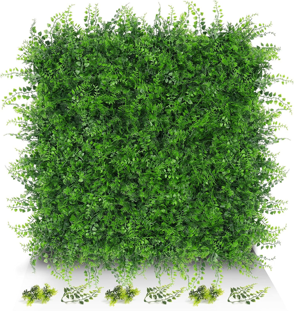20"x20" 12pcs Grass Wall Panels, Artificial Fern Grass Backdrop with UV Protection, Fake Greenery Plant Boxwood Panels, Green Wall Decor for Outdoor Indoor Patio Garden Backyard