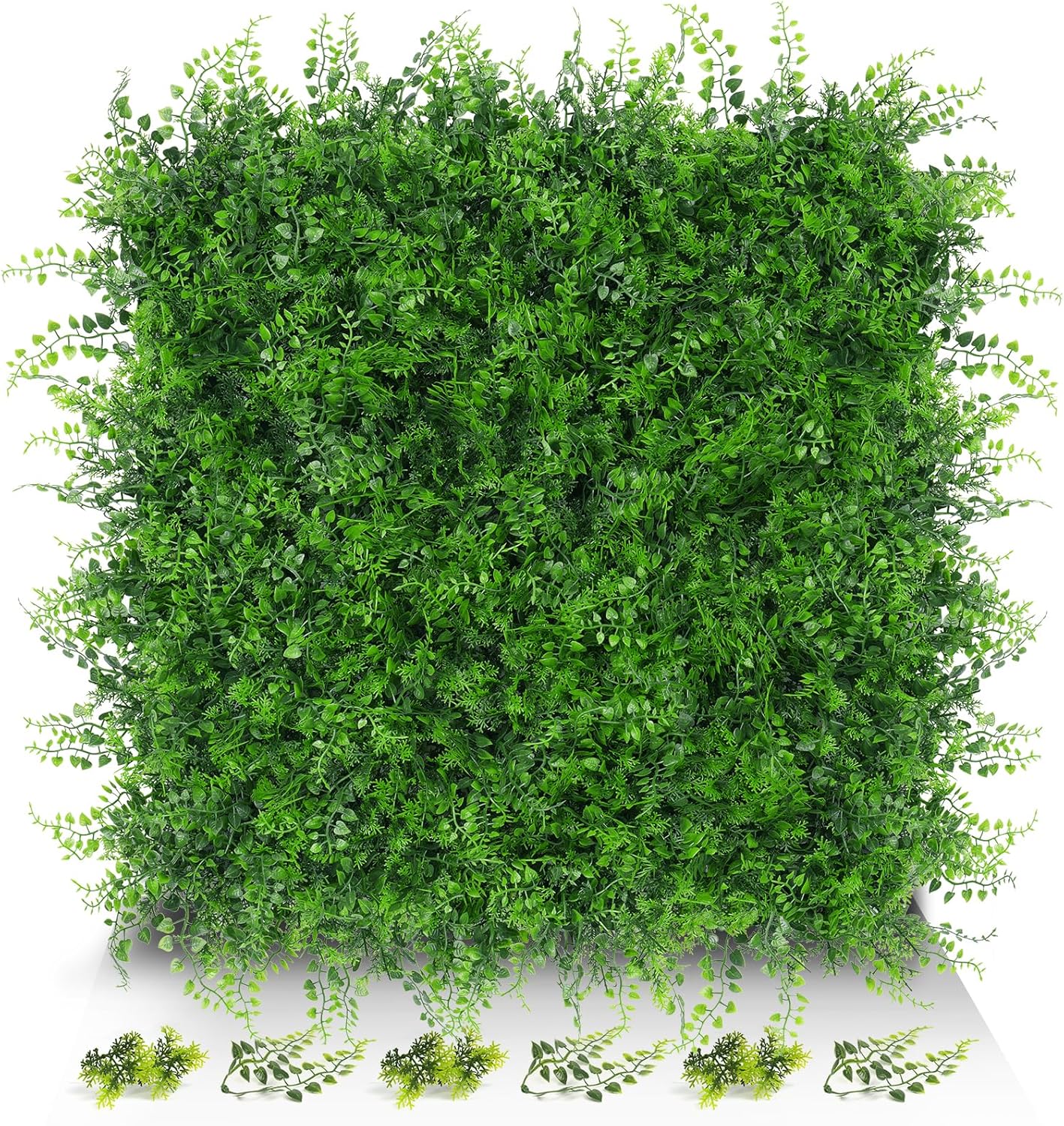 20"x20" 8pcs Grass Wall Panels, Artificial Fern Grass Backdrop with UV Protection, Fake Greenery Plant Boxwood Panels, Green Wall Decor for Outdoor Indoor Patio Garden Backyard